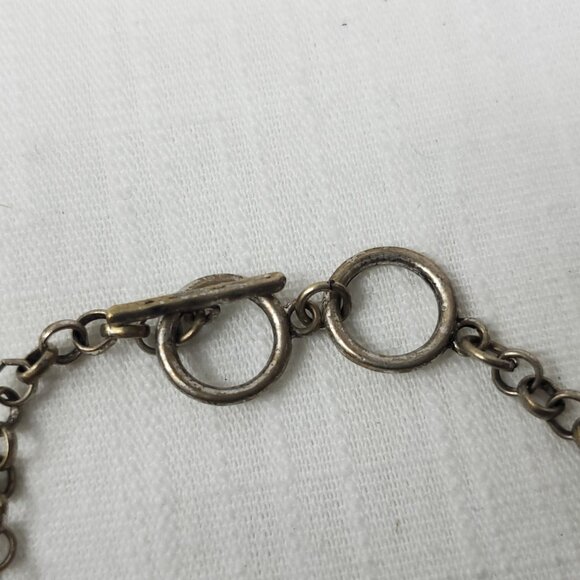 Beautiful Silver Tone Swirl Cross & Cross  Charm Bracelet Toggle Closure - Picture 3 of 8